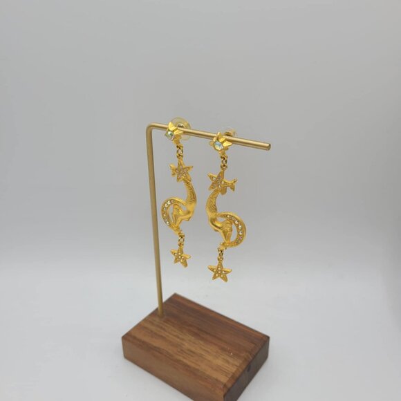 Kirks Folly Vintage Gold Tone Moon and Start Mermaid Earrings NWOT! - Picture 11 of 16